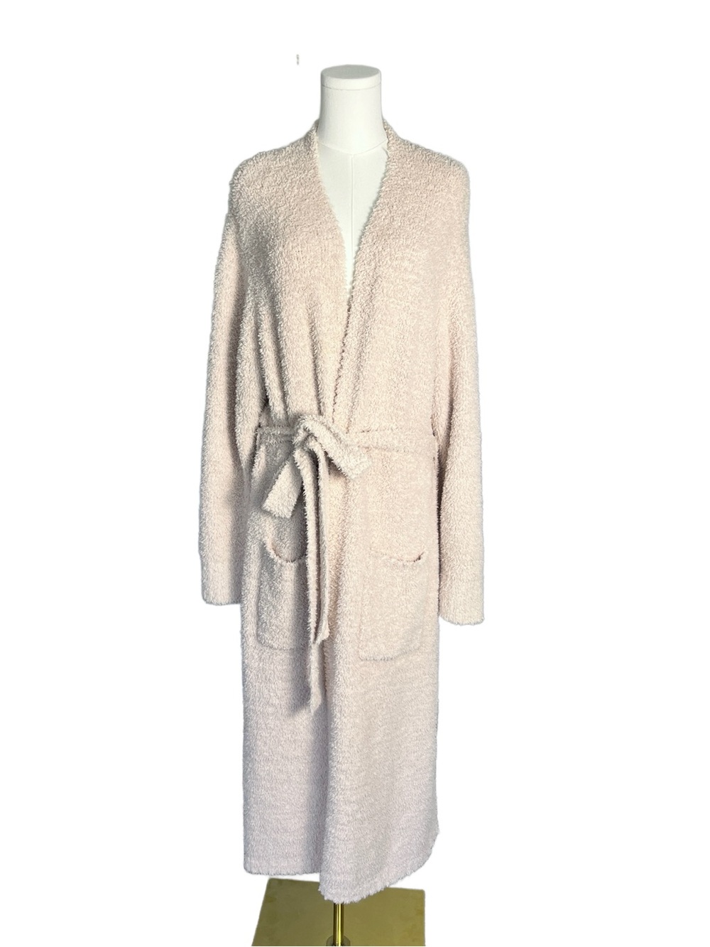 SKIMS Long Plush Robe in Soft Pink with Tie Belt Size L/XL